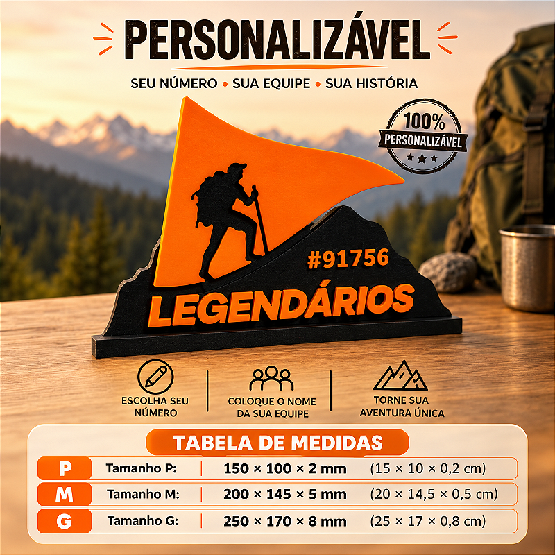 Placa Personalizada Legendários 3D – Número e Nome da Equipe Lembrança de Fe