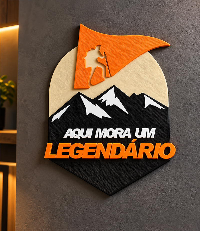 Placa Decorativa de Parede Aqui Mora um Legendário em 3D