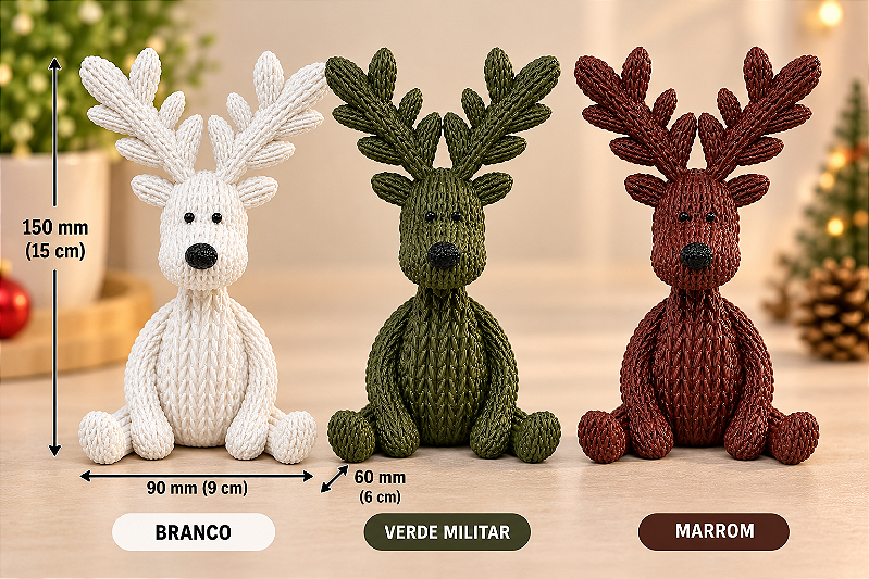 Rena Decorativa Estilo Crochê tricô Estilo Amigurumi em Impressão 3D – Decoração Natalina