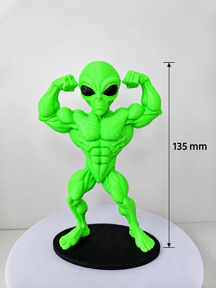 Boneco ET Maromba Musculoso academia Verde com Base Decorativa 3D