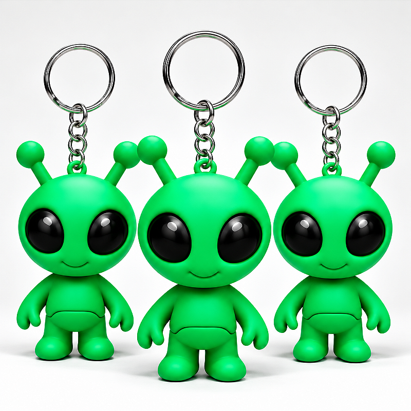 KIT 3 Chaveiro Alien Verde 3D Articulado Colecionável
