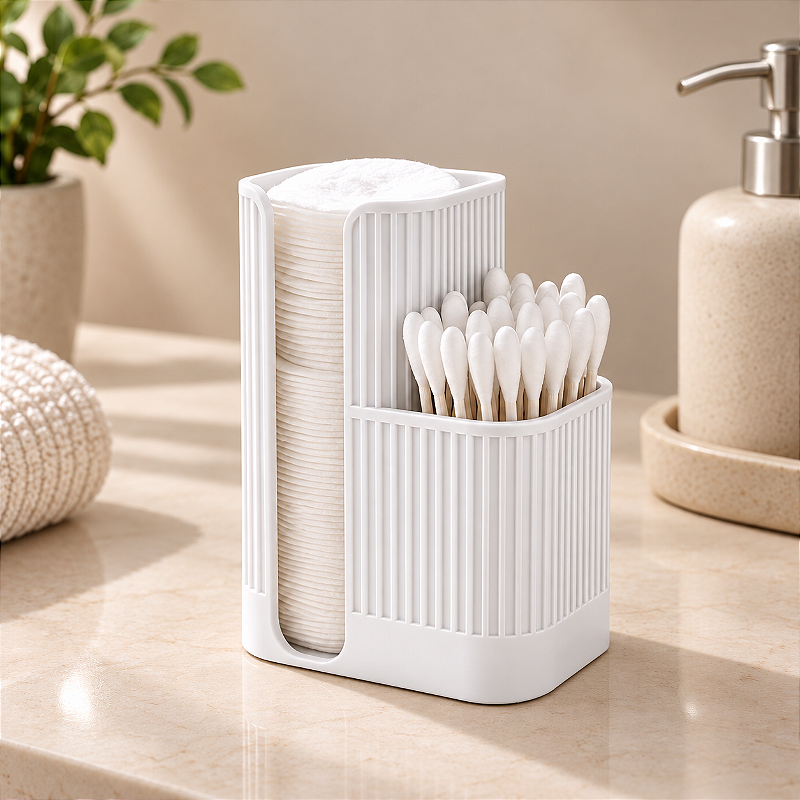 Porta Algodão e Cotonete Japandi Decorativo Organizador em Impressão 3D