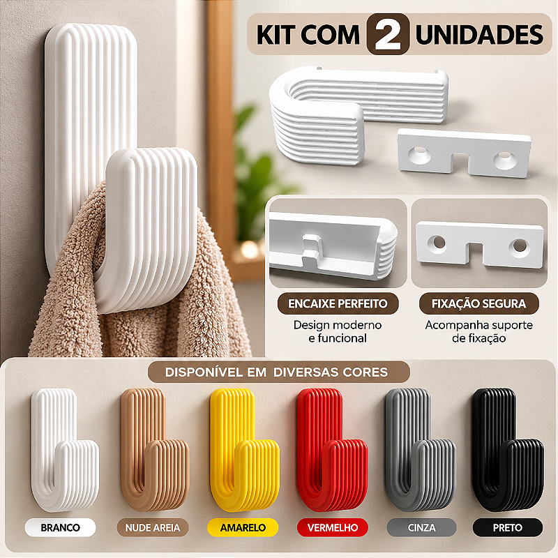 kit 2 gancho Gancho de parede banheiro usso diverso em parede com suporte parafusado