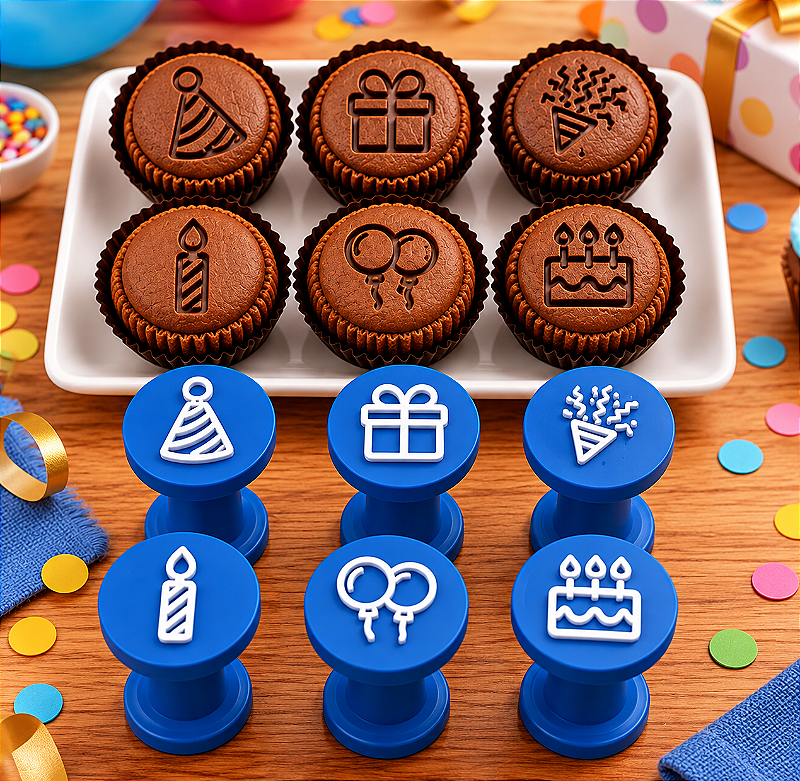 Carimbos Kit aniversário para Brigadeiros e Doces 6 unidades – Impressão 3D