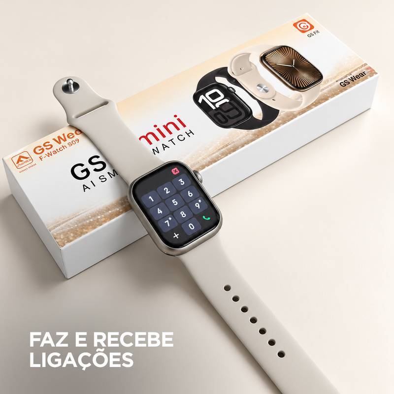 Smartwatch GSWEAR GS10 Mini 41mm Tela 1,75” IPS, Ligações, Ilha Dinâmica e IP67