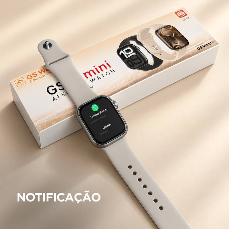 Smartwatch GSWEAR GS10 Mini 41mm Tela 1,75” IPS, Ligações, Ilha Dinâmica e IP67