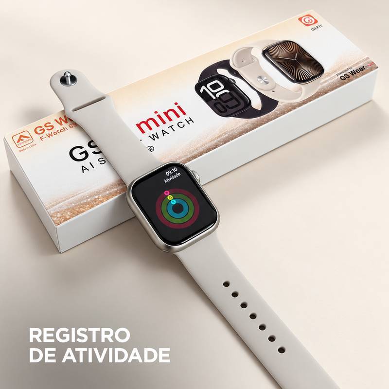 Smartwatch GSWEAR GS10 Mini 41mm Tela 1,75” IPS, Ligações, Ilha Dinâmica e IP67