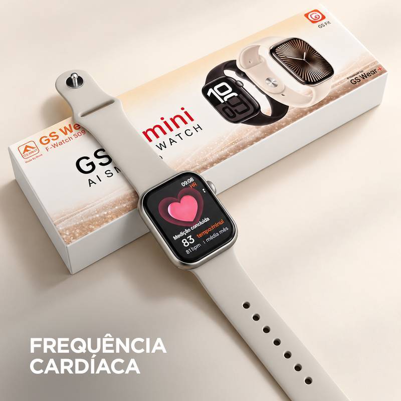 Smartwatch GSWEAR GS10 Mini 41mm Tela 1,75” IPS, Ligações, Ilha Dinâmica e IP67