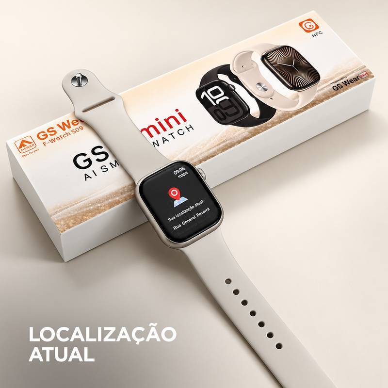 Smartwatch GSWEAR GS10 Mini 41mm Tela 1,75” IPS, Ligações, Ilha Dinâmica e IP67