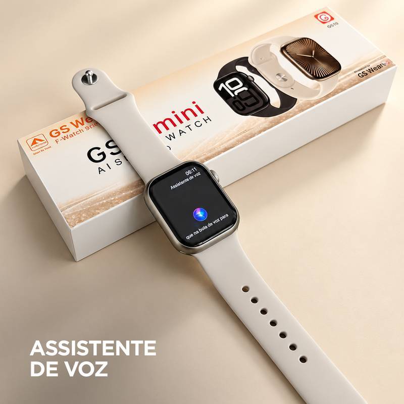 Smartwatch GSWEAR GS10 Mini 41mm Tela 1,75” IPS, Ligações, Ilha Dinâmica e IP67