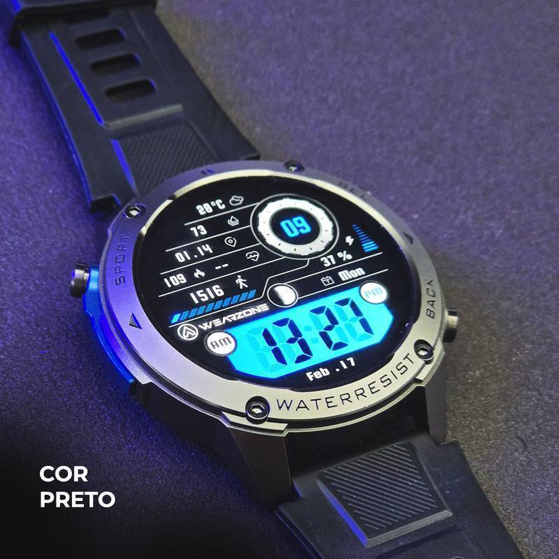 Smartwatch Wearzone BRAVE AMOLED 1,43” GPS Dual-Band L1+L5, 170+ Modos Esportivos, 5 ATM e IP69K
