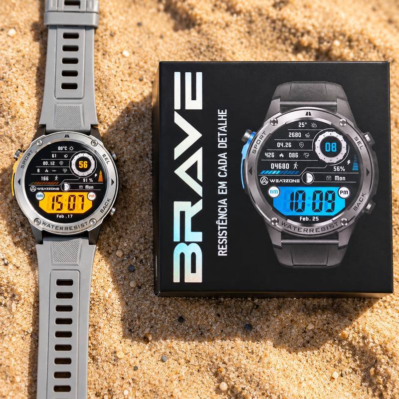 Smartwatch Wearzone BRAVE AMOLED 1,43” GPS Dual-Band L1+L5, 170+ Modos Esportivos, 5 ATM e IP69K