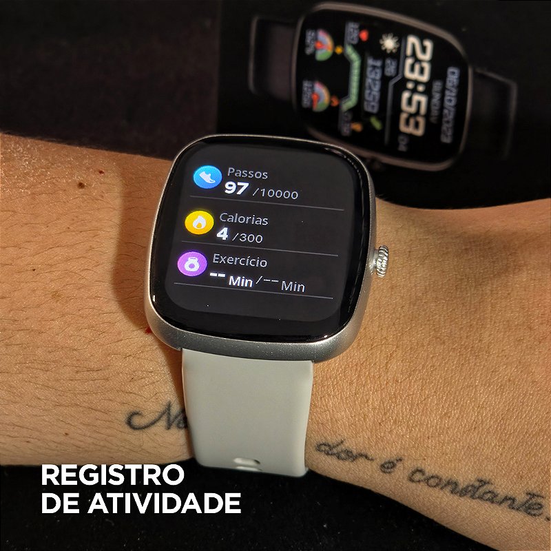 Smartwatch Wearzone EASY 45mm Tela 1,83” TFT, Ligações, Monitoramento e 1 ATM