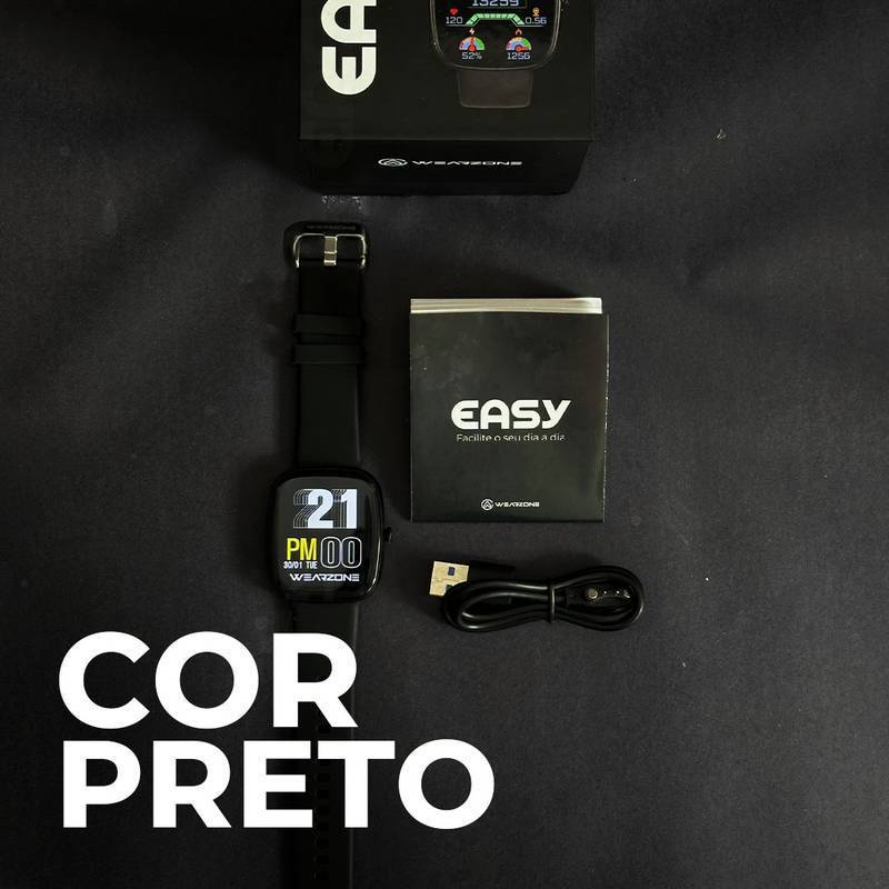 Smartwatch Wearzone EASY 45mm Tela 1,83” TFT, Ligações, Monitoramento e 1 ATM