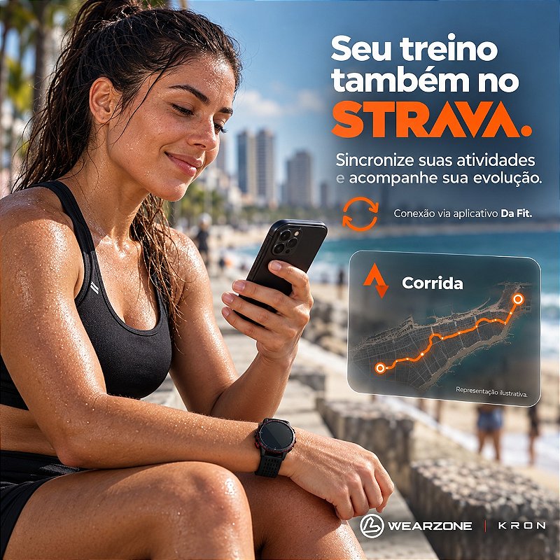 Smartwatch Wearzone KRON AMOLED com GPS Integrado, Chamadas Bluetooth, 3 ATM e Pulseira de Silicone