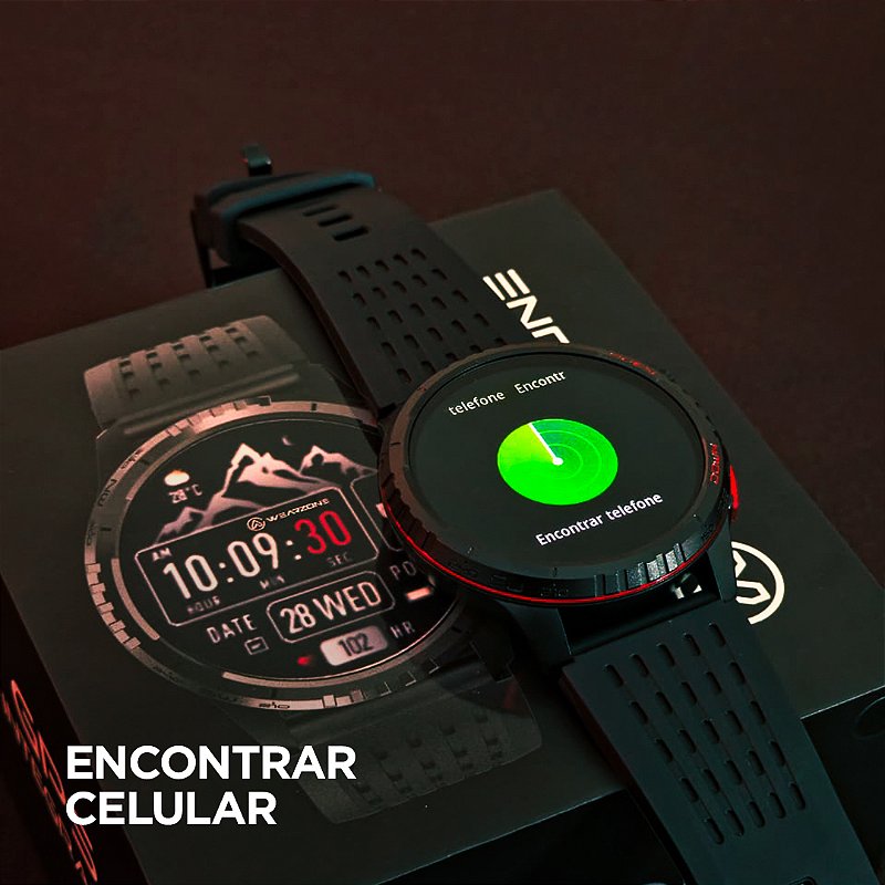 Smartwatch Wearzone KRON AMOLED com GPS Integrado, Chamadas Bluetooth, 3 ATM e Pulseira de Silicone