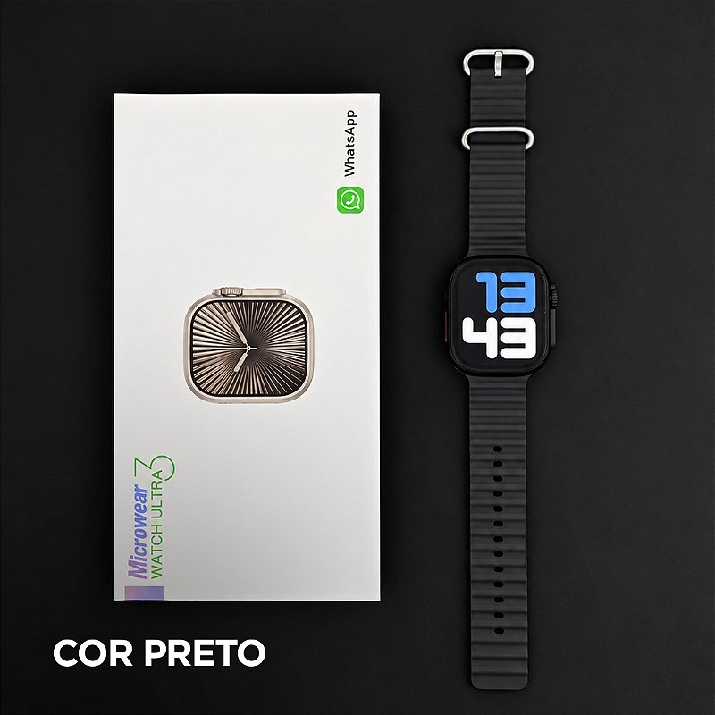 Smartwatch Microwear Ultra U3W 49mm Tela HD 2,2”, 1GB de Memória, WhatsApp por Voz e IP68