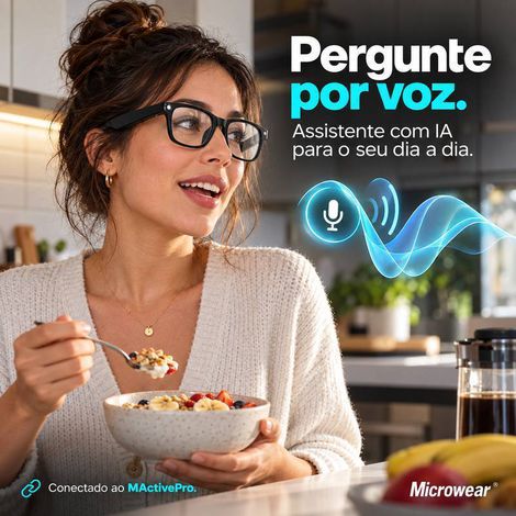 Óculos Inteligente Microwear W94 Bluetooth Fone Ouvido Open Ear Com IA ChatGPT E Lanterna LED