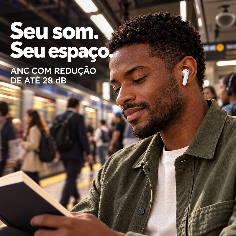 Fone bluetooth TWS WZ06 Cancelamento de Ruído ANC ENC Multi-point