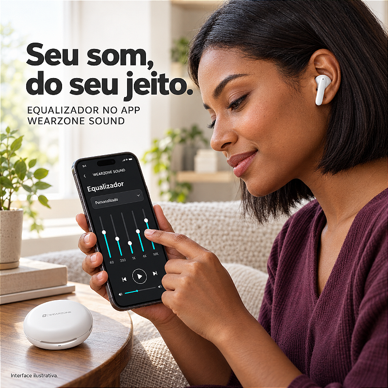 Fone bluetooth TWS WZ06 Cancelamento de Ruído ANC ENC Multi-point