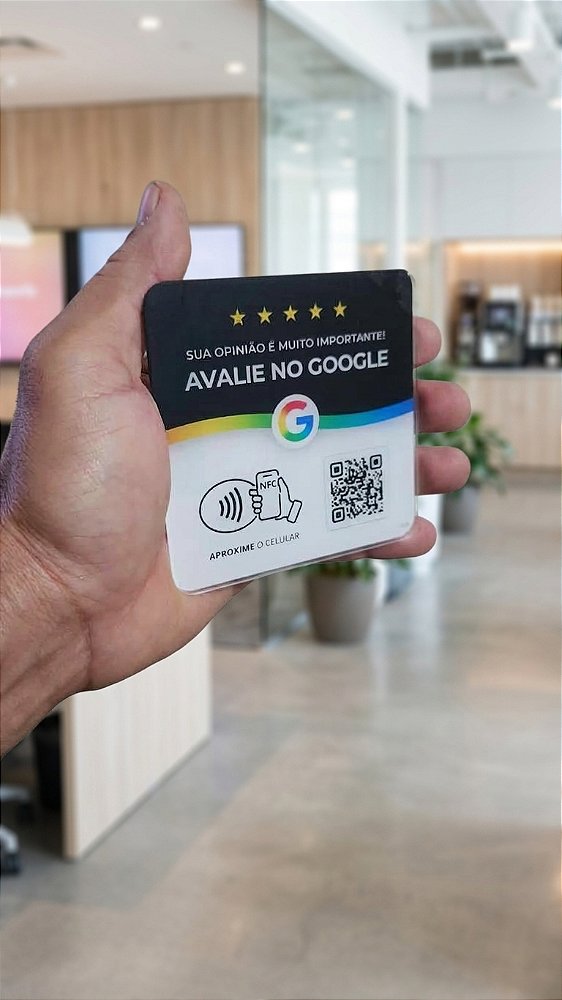 Placa Display Interativo com Tecnologia TAG NFC e QR Code (10x10 cm)