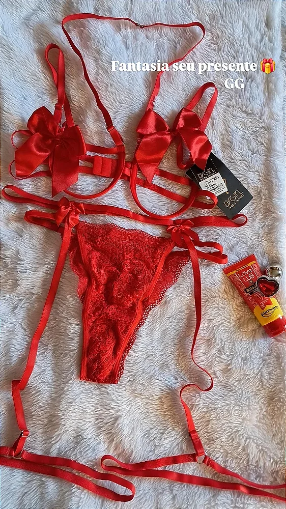 Conjunto aro laço vermelho com cinta liga