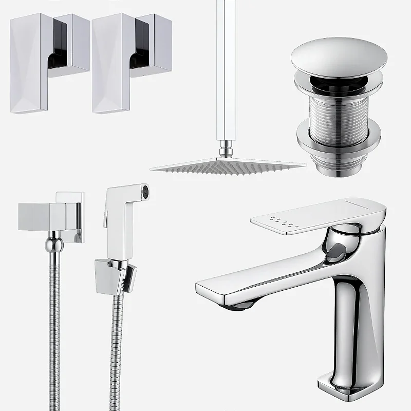 Hídrica Metais Kit Banheiro Diamond Inox Cromado 6 Peças