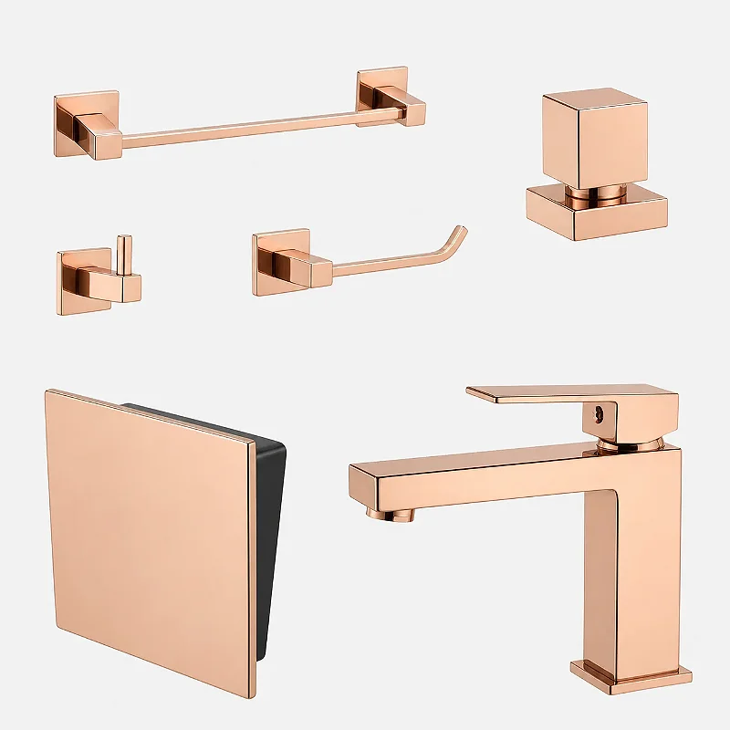 Kit Lavabo Square 6 Peças Acessórios Banheiro