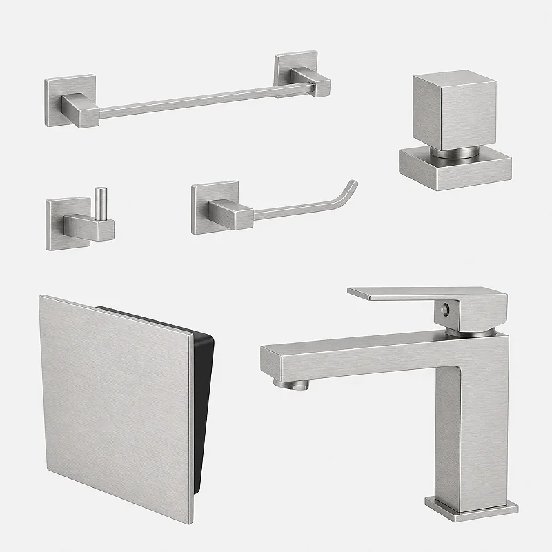 Kit Lavabo Square 6 Peças Acessórios Banheiro