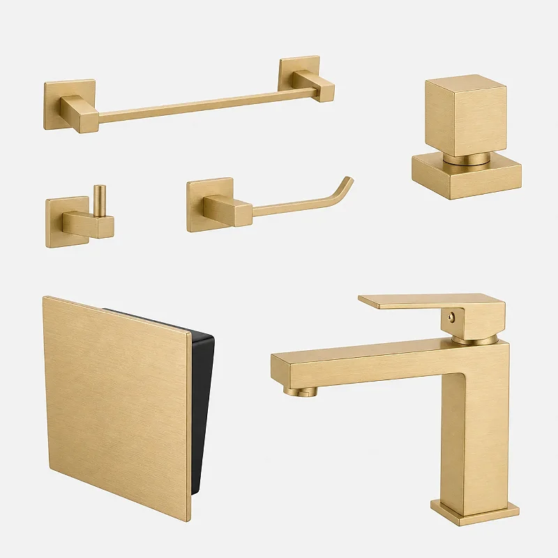 Kit Lavabo Square 6 Peças Acessórios Banheiro