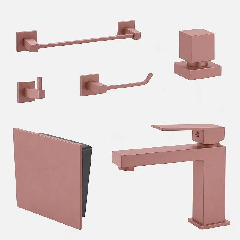 Kit Lavabo Square 6 Peças Acessórios Banheiro
