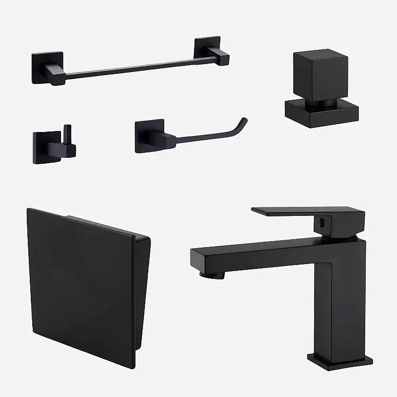 Kit Lavabo Square 6 Peças Acessórios Banheiro