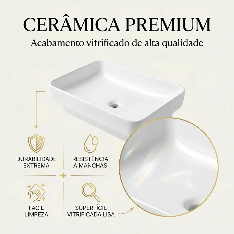 Hídrica Cuba de Banheiro Zen Semi-Encaixe 50x38
