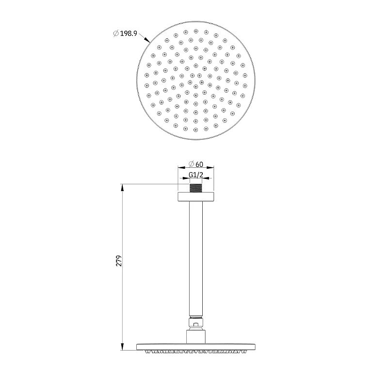 Hidrica Ducha de Teto Round 20x20 Articulavel