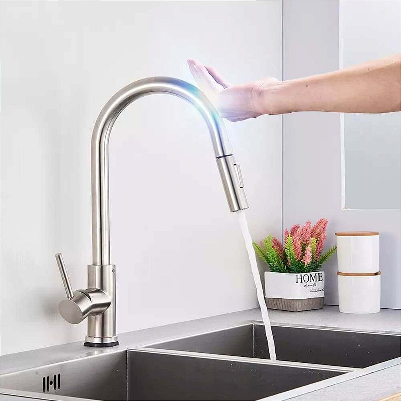 Hídrica Metais Torneira Gourmet com Sensor Touch Extensível