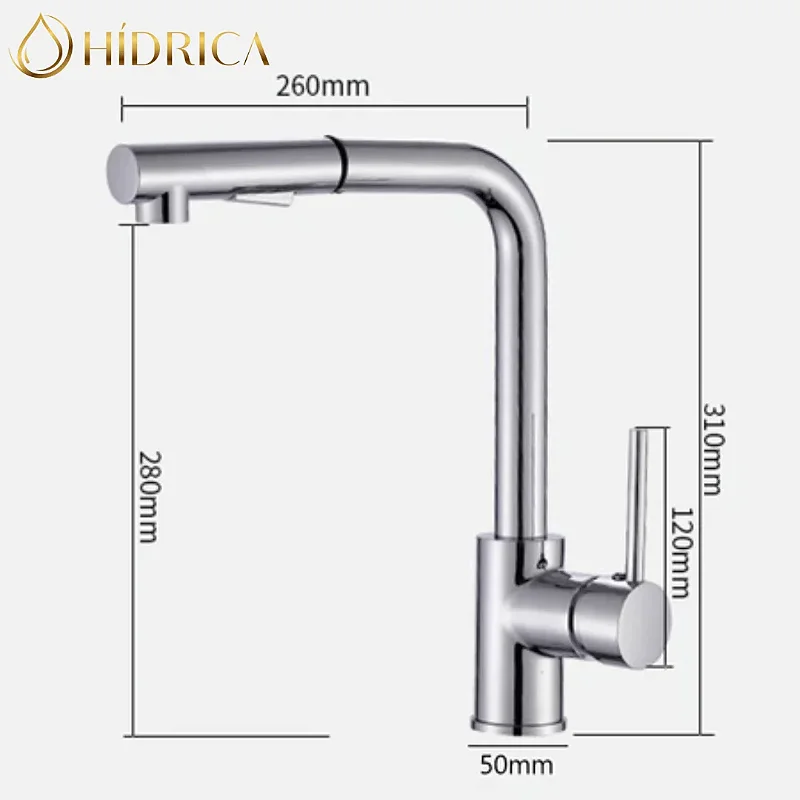 Hídrica Metais Torneira Gourmet Monocomando Extensível