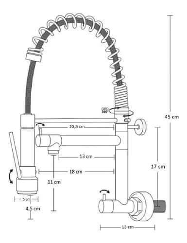Hídrica Metais Torneira Gourmet de Parede 45cm