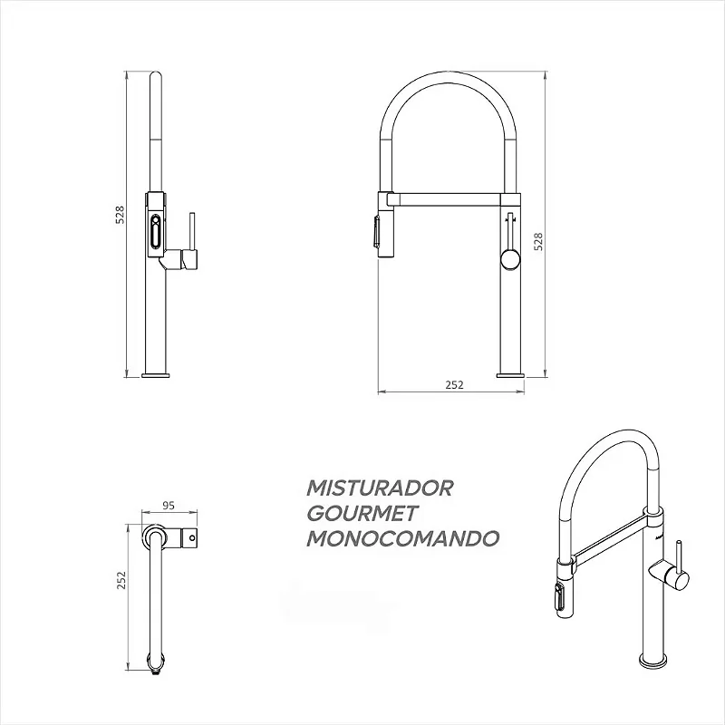 Hídrica Metais Torneira Gourmet New Slim Monocomando Filtro