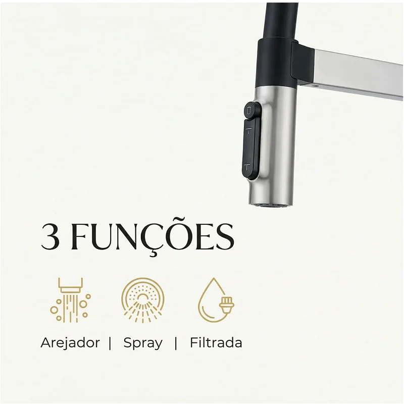 Hídrica Metais Torneira Gourmet New Slim Monocomando Filtro