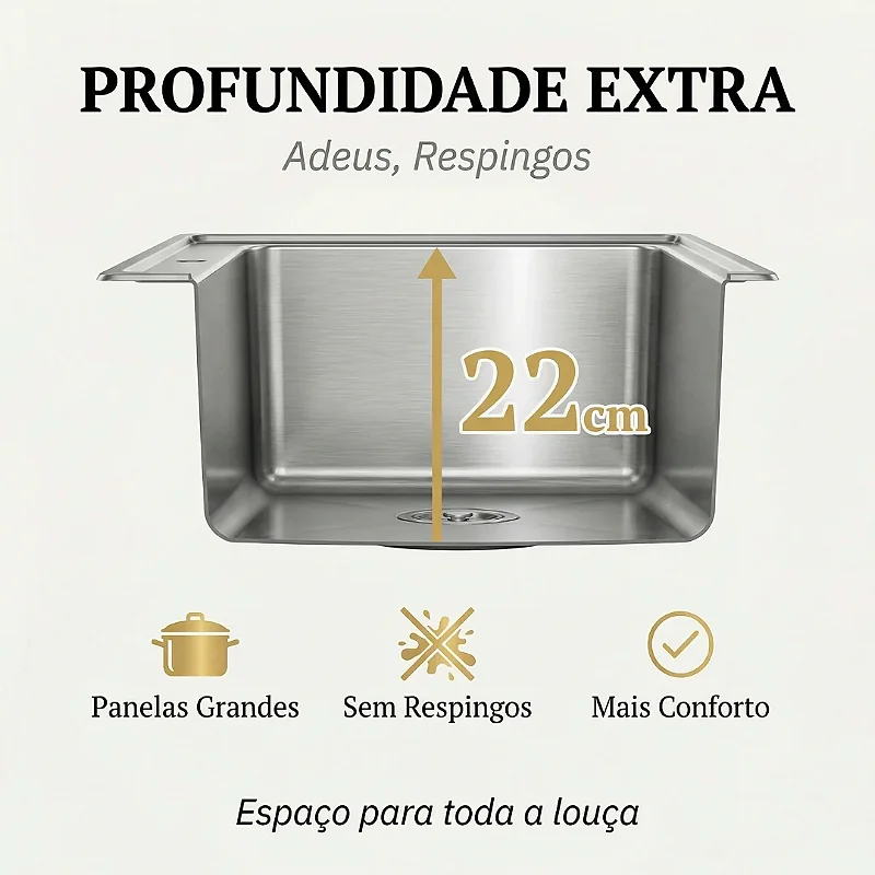 Hídrica Metais Cuba Gourmet Artisan 78x45 Inox 304