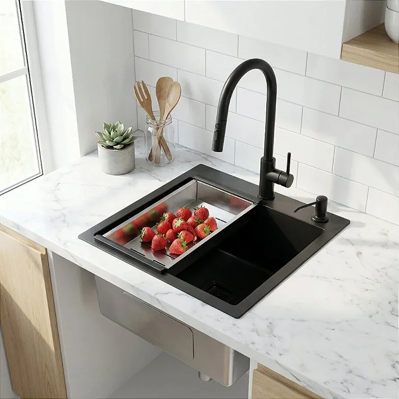 Hídrica Metais Cuba Gourmet Square 44x44 Preta Inox 304