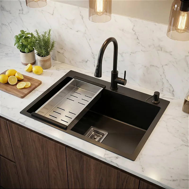 Hídrica Metais Cuba Gourmet Square 60x45 Preta Inox 304