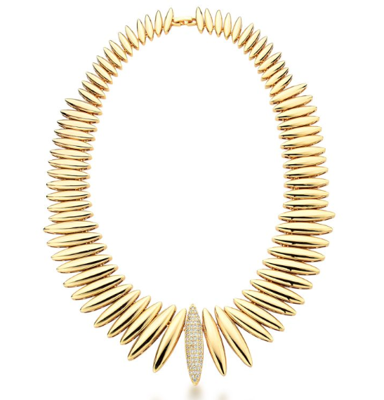 Colar Camadas Lisas Com Pingente Cravejado Em Ouro 18k
