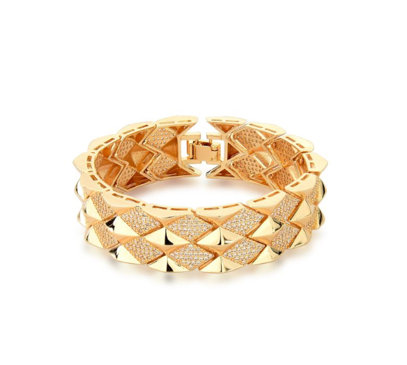 Pulseira Quadriculada Cravejada 18cm