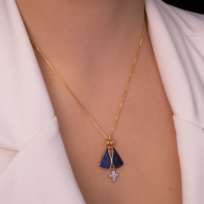 COLAR NOSSA SENHORA APARECIDA BANHADO A OURO 18k