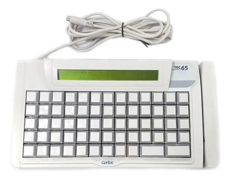 Teclado Programável Gertec TEC-E 65-A PS/2 V2 com Display (Seminovo)