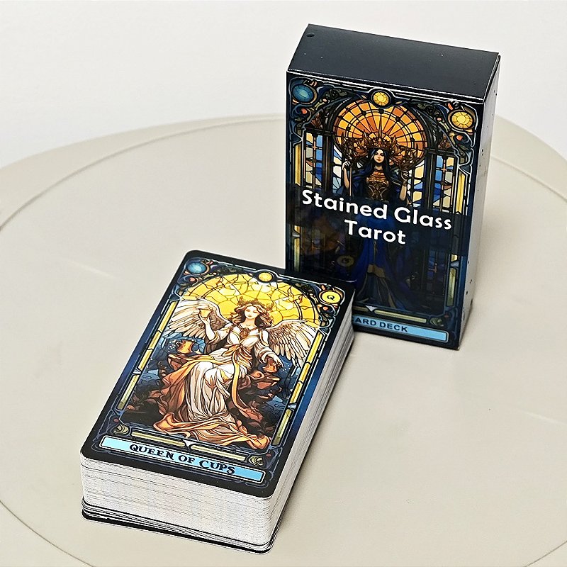Cartão de tarô completo 10.3*6cm conjunto de vitral inspirado piloto waite smith