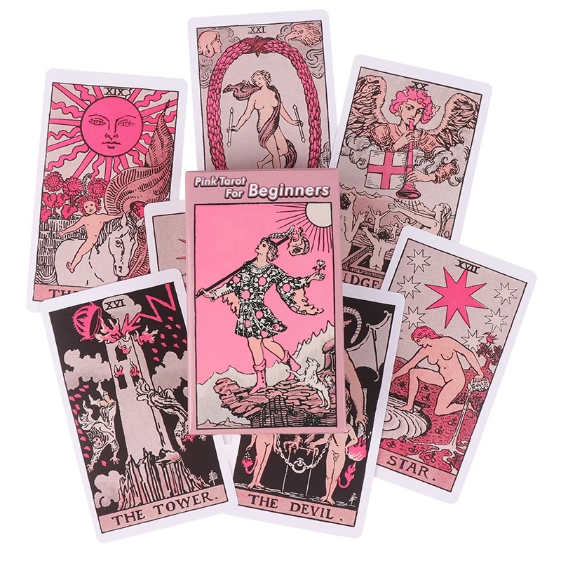 Pink Rider Waite Tarot Cartas Deck Set para Iniciantes