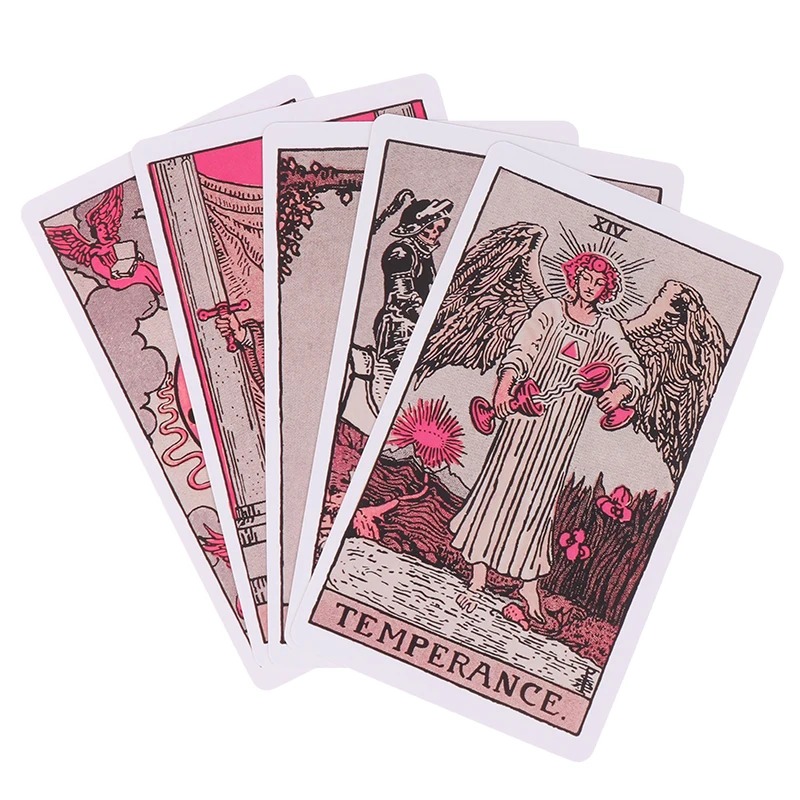 Pink Rider Waite Tarot Cartas Deck Set para Iniciantes