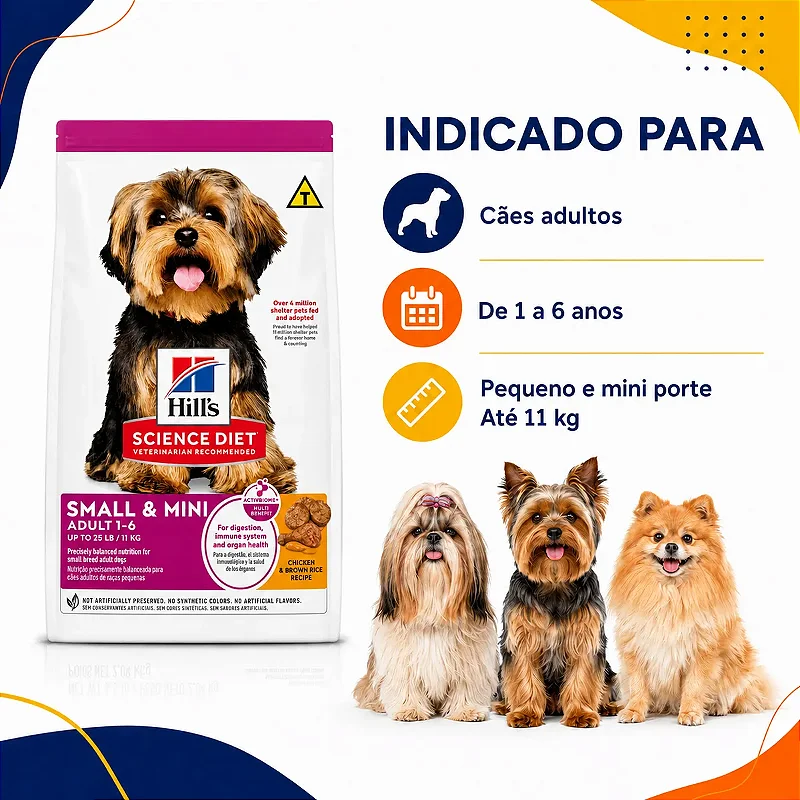 Ração Hill's Science Diet para Cães Adulto Pequenos e Mini 7,03 Kg